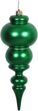 Picture of Vickerman 14" Matte Finial Ornament, Shatterproof Plastic, UV Resistant Christmas Tree Decoration, Green