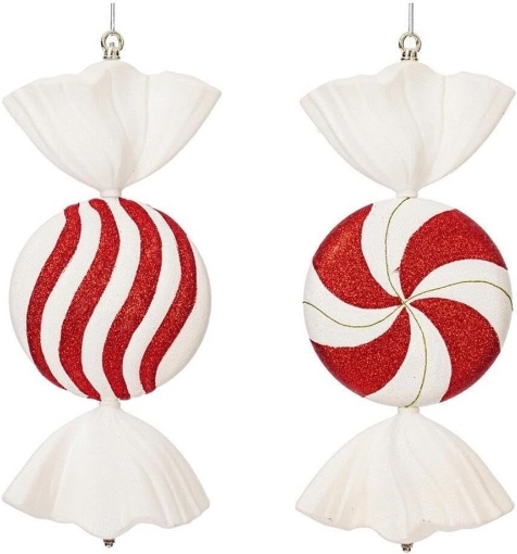 Picture of Vickerman 18" Flat Peppermint Candy Christmas Ornament in Multi-Color (Set of 2)