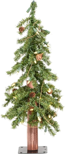 Picture of Vickerman 2' Alpine Artificial Christmas Tree, Warm White Dura-lit LED Lights - Faux Christmas Tree - Seasonal Indoor Home Decor