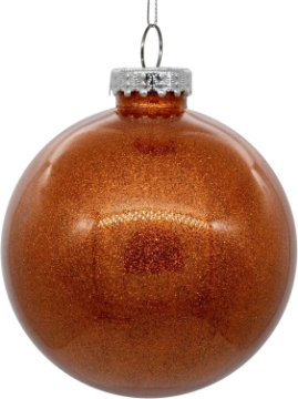 Picture of Vickerman 3" Clear Ball Christmas Ornament with Orange Glitter Interior.