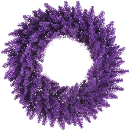 Picture of Vickerman 30" Purple Fir Artificial Christmas Wreath, Purple Dura-Lit LED Lights. - Faux Fir Christmas Wreath - Indoor Seasonal Home Decor