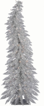 Picture of Vickerman 30" Silver Whimsical Artificial Christmas Tree, Clear Dura-lit Incandescent Lights - Faux Christmas Tree - Seasonal Indoor Home Decor