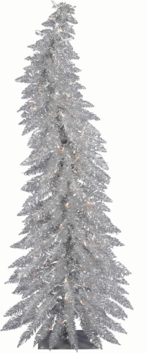 Picture of Vickerman 30" Silver Whimsical Artificial Christmas Tree, Clear Dura-lit Incandescent Lights - Faux Christmas Tree - Seasonal Indoor Home Decor