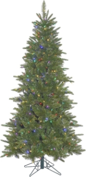 Picture of Vickerman 4.5' Durango Spruce Slim Artificial Christmas Tree, Multi-Colored Dura-Lit®LED Lights - Faux Slim Christmas Tree - Seasonal Indoor Home Decor