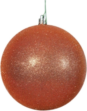 Picture of Vickerman 445334 - 6" Burnished Orange Glitter Ball Christmas Tree Ornament (4 pack) (N591518DG)