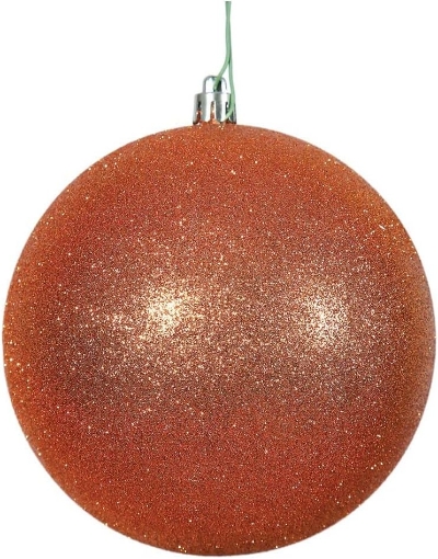 Picture of Vickerman 445334 - 6" Burnished Orange Glitter Ball Christmas Tree Ornament (4 pack) (N591518DG)