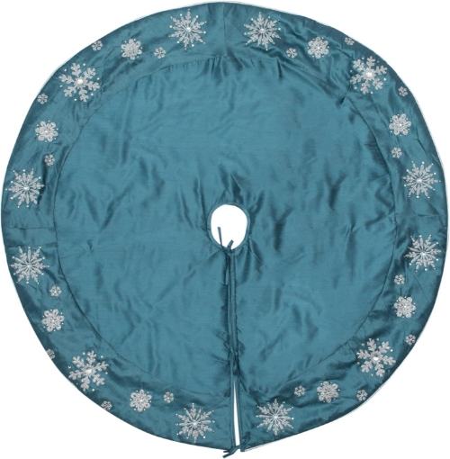 Picture of Vickerman 52" Teal Snowflake Christmas Tree Skirt
