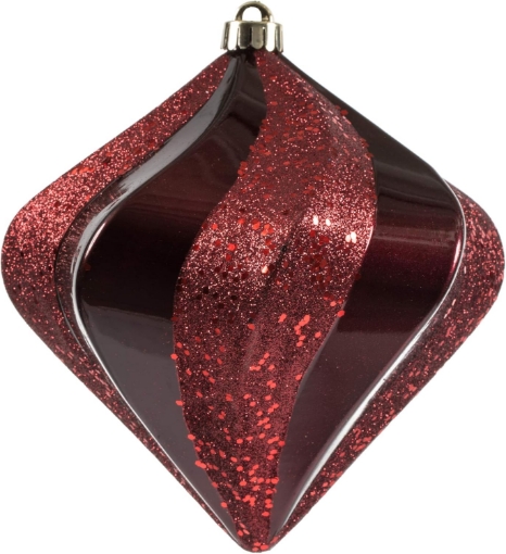Picture of Vickerman 6" Burgundy Swirl Diamond UV Candy Christmas Ornament, Set of 3