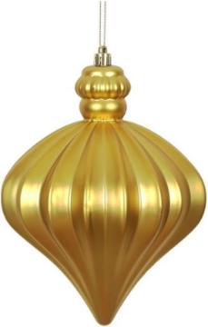 Picture of Vickerman 6" Onion Drop Christmas Ornaments in Matte Gold (Set of 4)