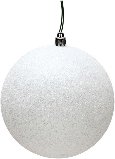 Picture of Vickerman 6" Plastic Ball Ornaments in Glitter White (Set of 4)