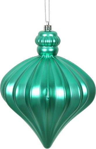 Picture of Vickerman 6" Teal Matte Onion Drop Christmas Ornament, 4 per Pack