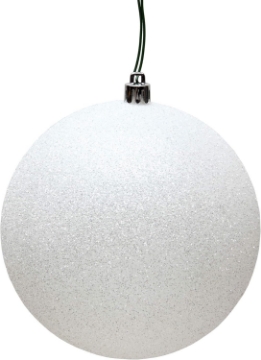 Picture of Vickerman 6" White Glitter Ball Ornament - Includes 4 Ornaments per Pack - Shatterproof Ornament - Festive White Christmas Ornaments - Unique Christmas Decor - Sparkly Holiday Decor
