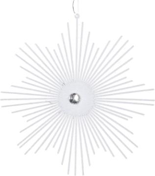 Picture of Vickerman 6.5" White Snowflake Burst Glitter Christmas Ornament, 6 per Bag