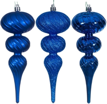 Picture of Vickerman 732151-8" Blue Swirl Finial Christmas Tree Ornament Assortment (6 Pack) (N230102D)