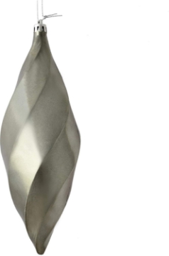 Picture of Vickerman 8" Shiny Swirl Finial Ornament, Shatterproof Plastic, Holiday Christmas Tree Decoration, 6 Pack, Pewter