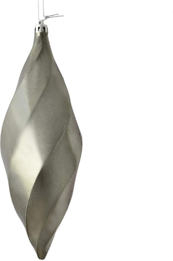 Picture of Vickerman 8" Shiny Swirl Finial Ornament, Shatterproof Plastic, Holiday Christmas Tree Decoration, 6 Pack, Pewter