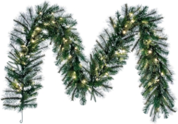 Picture of Vickerman 9' Cashmere Pine Artificial Christmas Garland - Warm White Dura-lit LED Lights - Faux Pine Christmas Garland - Seasonal Home Decor - Reliable and Durable - Realistic Garland