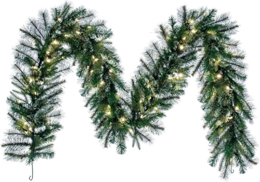Picture of Vickerman 9' Cashmere Pine Artificial Christmas Garland - Warm White Dura-lit LED Lights - Faux Pine Christmas Garland - Seasonal Home Decor - Reliable and Durable - Realistic Garland