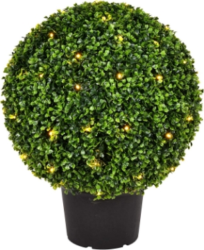 Picture of Vickerman Everyday 20 Inch Artificial Pre-Lit Boxwood Topiary Ball - UV Resistant Indoor Outdoor - Potted Natural Green - Home Patio Tabletop Faux Bush Decoration