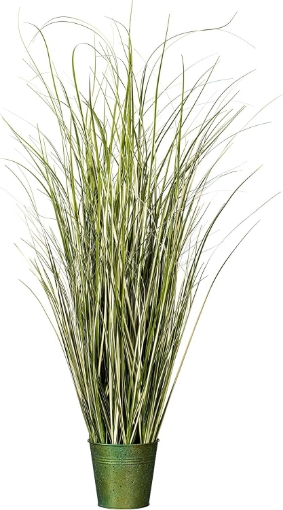 Picture of Vickerman Everyday 37" Artificial Variegated Green Grass with Iron Pot - Faux Grass Plant Decor - Home Or Office Indoor Greenery Accent - Maintenance Free