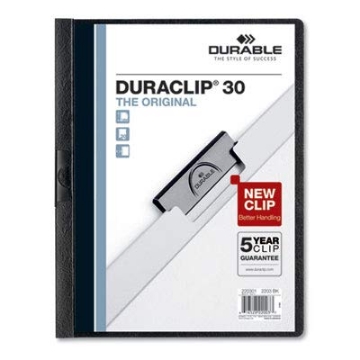 Picture of Vinyl DuraClip Report Cover w/Clip, Letter, Holds 30 Pages, Clear/Black, 25/Box
