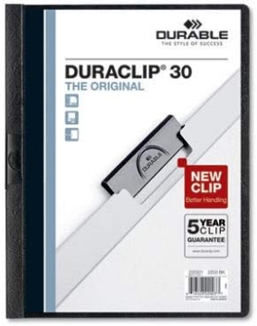 Picture of Vinyl DuraClip Report Cover w/Clip, Letter, Holds 30 Pages, Clear/Black, 25/Box (7 Boxes)
