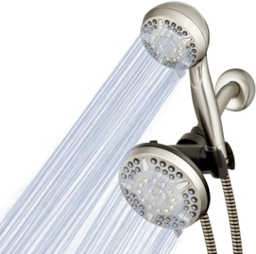 Picture of Waterpik 12-Mode 2-in-1 Dual Shower Head System with 5-Foot Hose and PowerPulse Therapeutic Massage, Brushed Nickel, XET-639E-649E