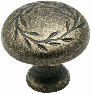 Picture of Weathered Brass Leaf Cabinet Knob Pulls BP1581-R2 Amerock's "Inspirations" Collection - 10 Pack