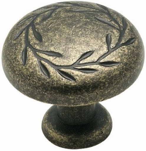 Picture of Weathered Brass Leaf Cabinet Knob Pulls BP1581-R2 Amerock's "Inspirations" Collection - 10 Pack