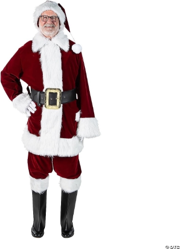 Picture of X-Large Professional Velvet Santa Suit with Overalls Mens Christmas Xmas Holiday Outfit Costume Plus Size (XL- 50-56)