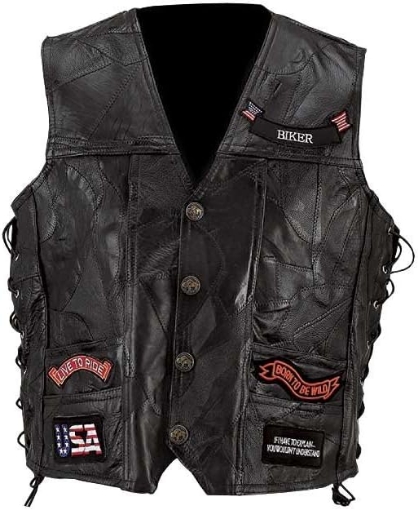 Picture of Diamond Plate Rock Design Genuine Buffalo Leather Vest
