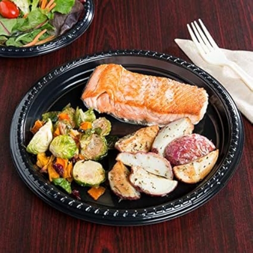 Picture of Party Plastic Plates, 10 1/4", Black, 500/Carton