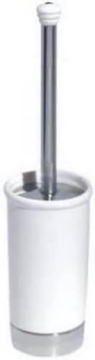 Picture of IDESIGN 95621 iDesign York Ceramic and Metal Toilet Bowl Brush Set, Classic Design Slim Compact Bowl Brush and Holder for Bathroom, 4.25" x 4.25" x 17.5", White and Chrome (PK-2-EA)