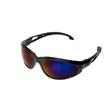 Picture of WOLF PEAK INTERNATIONAL,  INC SW118 Edge SW118 Dakura Wrap-Around Safety Glasses, Anti-Scratch, Non-Slip, UV 400, Military Grade, ANSI/ISEA & MCEPS Compliant, 5.04" Wide, Black Frame / Blue Mirror Lens (EA)