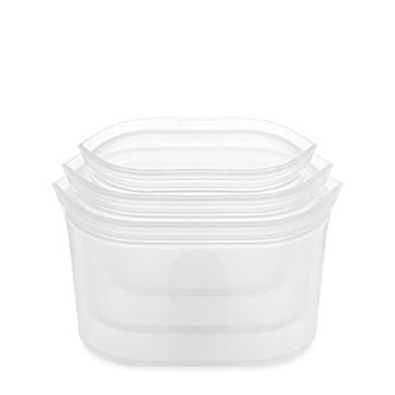 Picture of ZIP TOP Z-DSH3A-01 Zip Top Reusable Food Storage Bags | 3 Dish Set [Frost] | Silicone Meal Prep Container | Microwave, Dishwasher and Freezer Safe | Made in the USA (EA)