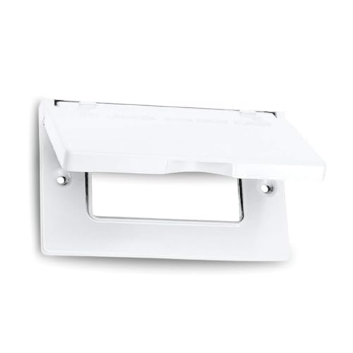 Picture of SIGMA ENGINEERED SOLUTIONS 14249WH SIGMA ENGINEERED SOLUTIONS 14249WH Weatherproof Outdoor GFCI Outlet Cover, White, Metal, 1-Gang, Horizontal (EA)