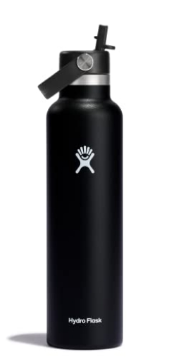 Picture of STEEL TECHNOLOGY LLC S24FS001 Hydro Flask Water Bottle - Insulated Stainless Steel - Straw Lid, Non Spill, Leakproof 24 Oz Black (EA)