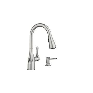 Picture of Moen 87087EWSRS Moen Arlo Spot Resist Stainless Single Handle Pull-down Kitchen Faucet with Sprayer (Deck Plate and Soap Dispenser Included) (87087EWSRS) (EA)