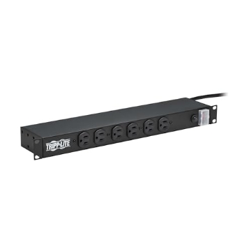 Picture of TRIPPLITE TRPRS-1215 Tripp Lite 12-Outlet Rackmount PDU Power Strip, Network-Grade Front & Rear Facing Outlets, 15A, 120V, 15ft Cord with 5-15P Plug, Horizontal 1U Rack Mount, Lifetime Manufacturer's Warranty (RS-1215) (EA)