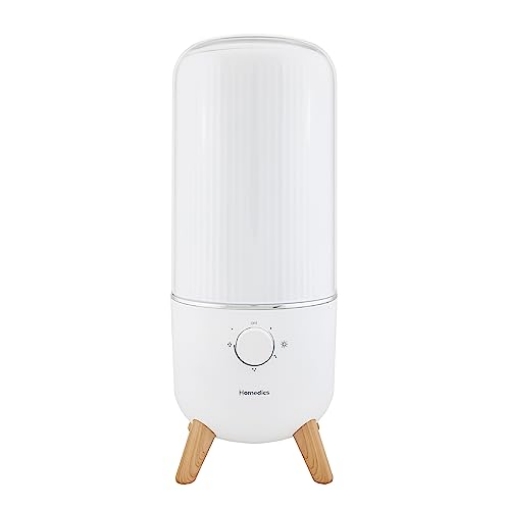 Picture of HOMEDICS UHE-CMTF47-WT Homedics Ultrasonic Humidifier, Bedrooms and Home Offices, 0.97-Gallon Tank, 45-Hour Runtime, Visible Ultra-Quiet Cool Mist, Aromatherapy, Demineralization Cartridge, Night-Light, Auto-Off, White (EA)