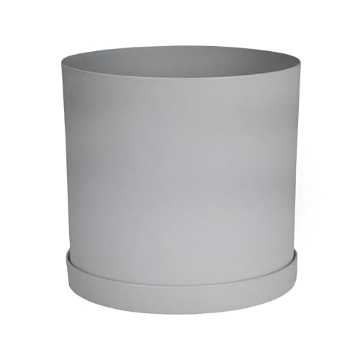 Picture of Bloem, Lcc. MAT10909 Bloem Mathers Round Planter with Saucer Tray: 10" - Cement - Modern Design, Durable Plastic Pot, Removable Saucer, for Indoor & Outdoor Use, Gardening, 2.6 Gallon Capacity (PK-4-EA)