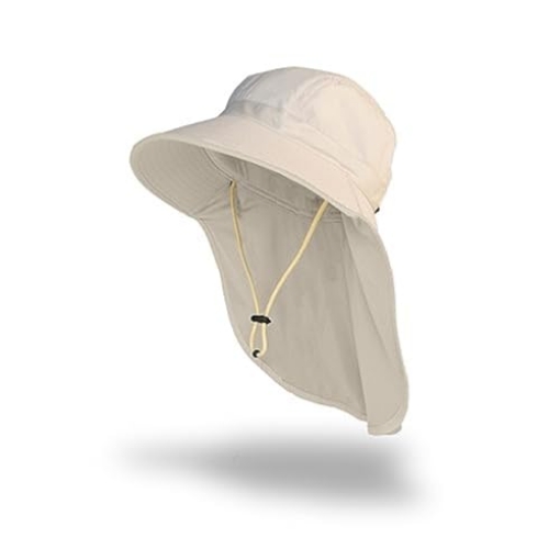 Picture of FARMERS DEFENSE HT-SN-CRM FARMER'S DEFENSE Sun Hat | UPF 50+ Sun Protection | Wide Brim | Neck Flap | Lifeguard Hat | Lightweight | Beach, Gardening, Fishing, Hiking, Outdoors | Cream (PK-3-EA)
