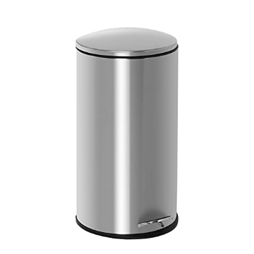 Picture of Honey Can Do TRS-09331 Honey-Can-Do Semi-Round Stainless Steel Step Trash Can with Lid, 30-Liter TRS-09331 Silver (EA)