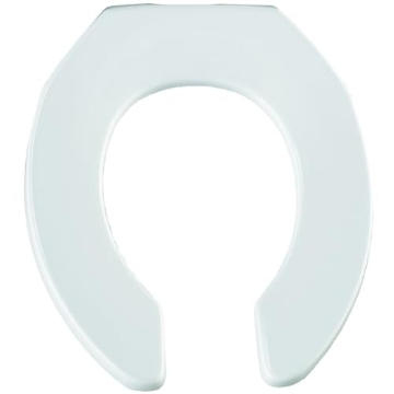 Picture of MAYFAIR BY BEMIS 955CT-000 BEMIS 955CT Commercial Open Front Plastic Toilet Seat, Heavy Duty Industrial Seat without Lid, Secure Installation for Long Lasting Use, Round, White (EA)
