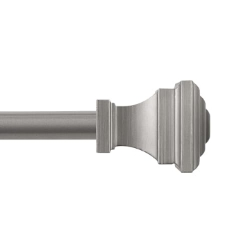 Picture of Kenney Manufacturing Company KN75245NP Kenney KN75245 Fast Fit Easy Install Milton Square End Decorative Window Curtain Rod, 66-120" Adjustable Length, Pewter Finish, 5/8" Diameter Steel Tube (EA)