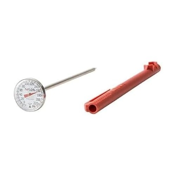 Picture of TAYLOR PRECISION PRODUCTS 5989N Taylor Instant Read Analog Meat Food Grill BBQ Cooking Kitchen Thermometer with Red Pocket Sleeve for Calibration, 1 inch dial, Stainless Steel (EA)