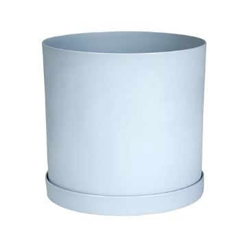 Picture of Bloem, Lcc. MAT1037 Bloem Mathers 10" Misty Blue Round Modern Resin Garden Planter Pot with Drainage Holes and Removable Saucer Tray Included (EA)