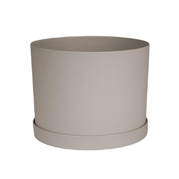 Picture of Bloem, Lcc. MAT0883 Bloem Mathers 8" Pebble Stone Round Modern Resin Garden Planter Pot with Drainage Holes and Removable Saucer Tray Included (EA)