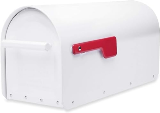 Picture of ARCHITECTURAL MAILBOXES 5560W-R-10 Architectural Mailboxes 5560W-R-10 Sequoia Postmount Mailbox, Large, White, 20. 79 in. x 8. 03 in. x 9. 72 in. (EA)