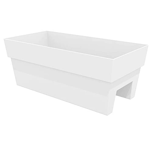 Picture of Bloem, Lcc. FDR2409 Bloem Finley Deck Rail Rectangle Planter: 24" - Casper White - Matte Finish, Fits Rail Sizes 3"-6", 100% Recycled Plastic Box, for Indoor and Outdoor Use, Gardening, 7.5 Gallon Capacity (EA)